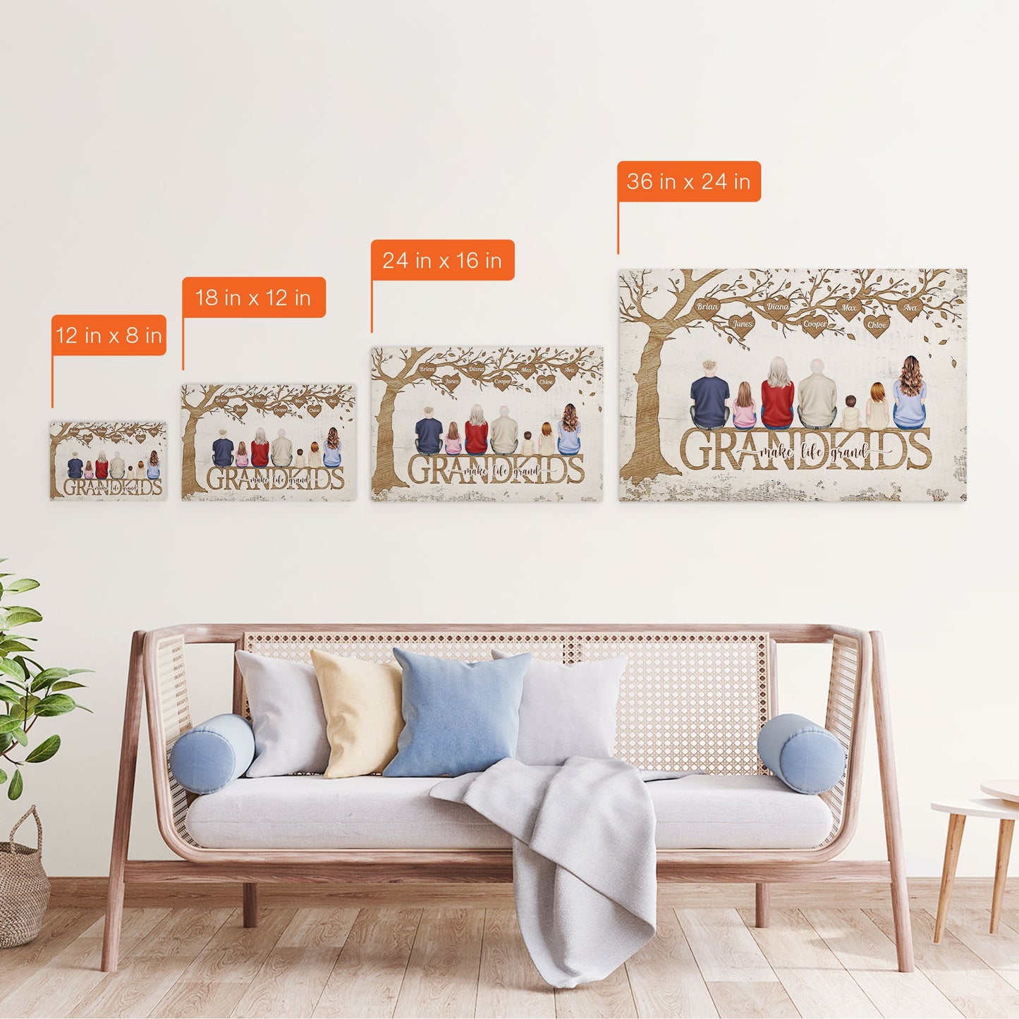 Grandkids Make Life Grand - Personalized Wrapped Canvas