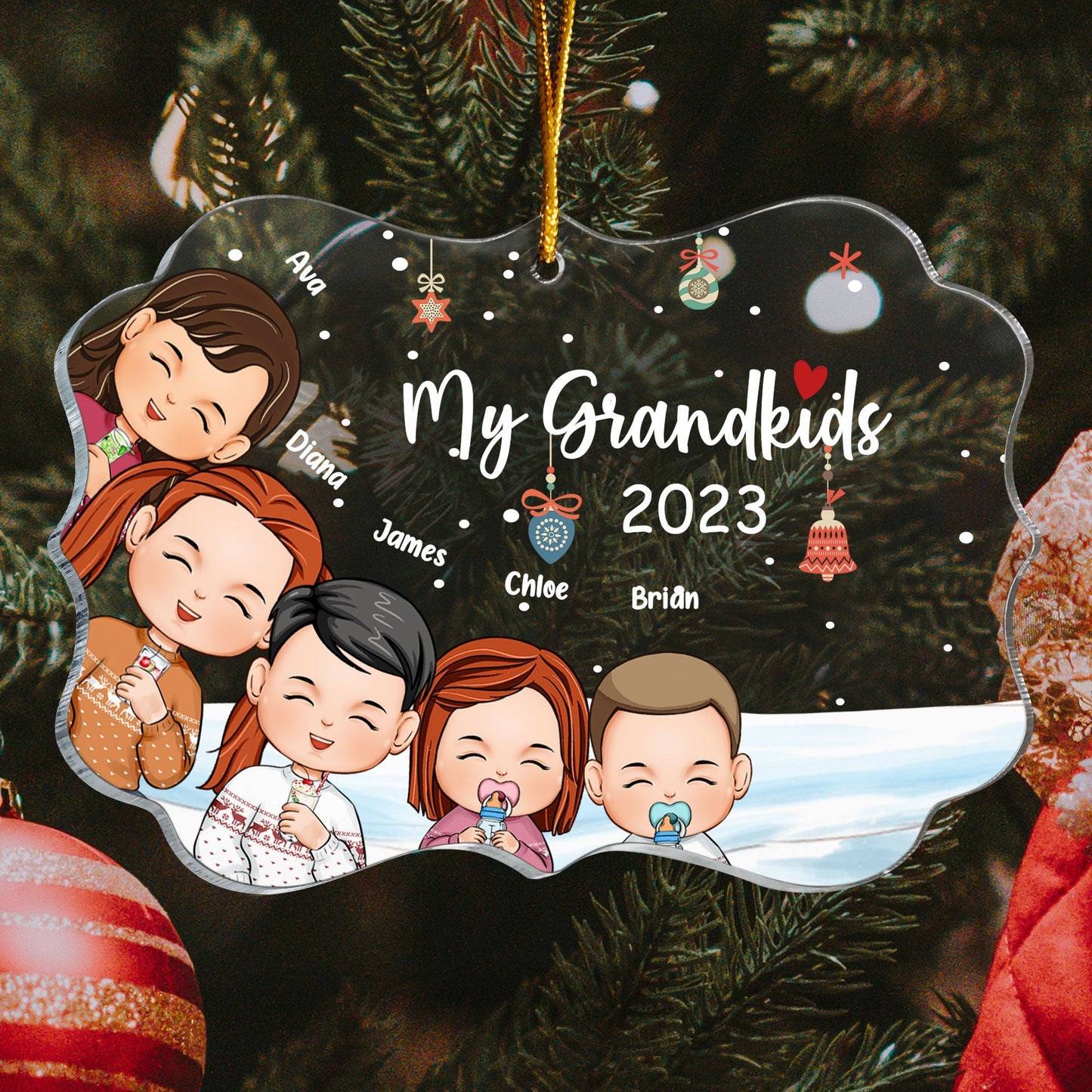 Grandkids Peeking Joyful - Personalized Acrylic Ornament