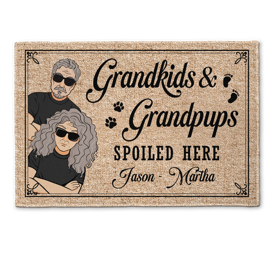 Grandkids & Grandpups Spoiled Here - Personalized Doormat