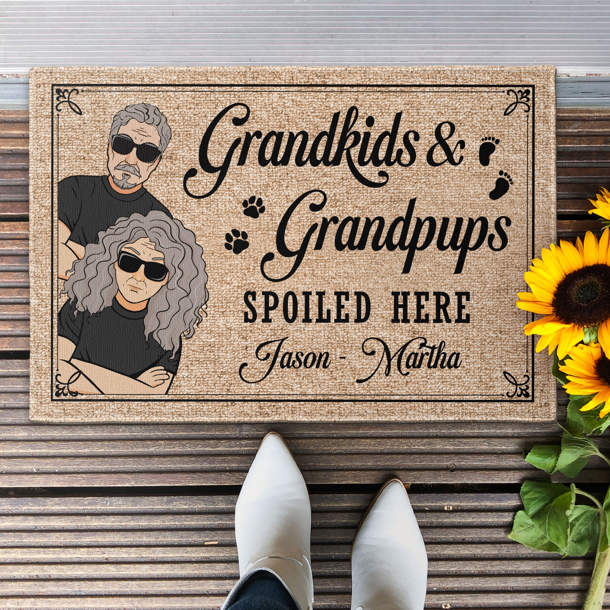 Grandkids & Grandpups Spoiled Here - Personalized Doormat