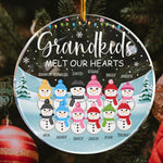 Grandkids Melt Our Heart - Personalized Circle Acrylic Ornament - Christmas, Loving Gift For Grandparent, Grandma, Mimi