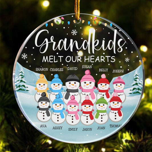 Grandkids Melt Our Heart - Personalized Circle Acrylic Ornament - Christmas, Loving Gift For Grandparent, Grandma, Mimi