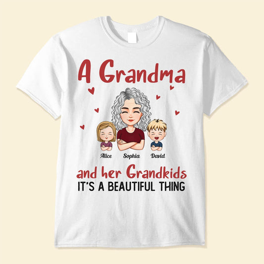 Grandma And Grandkids Beautiful Thing - Personalized Shirt