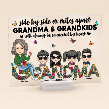 Grandma And Grandkids Will Always Be Connected By Heart - Personalized Acrylic Plaque
