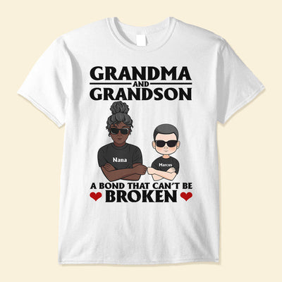Grandma And Grandson A Bond That Can't Be Broken - Personalized Shirt