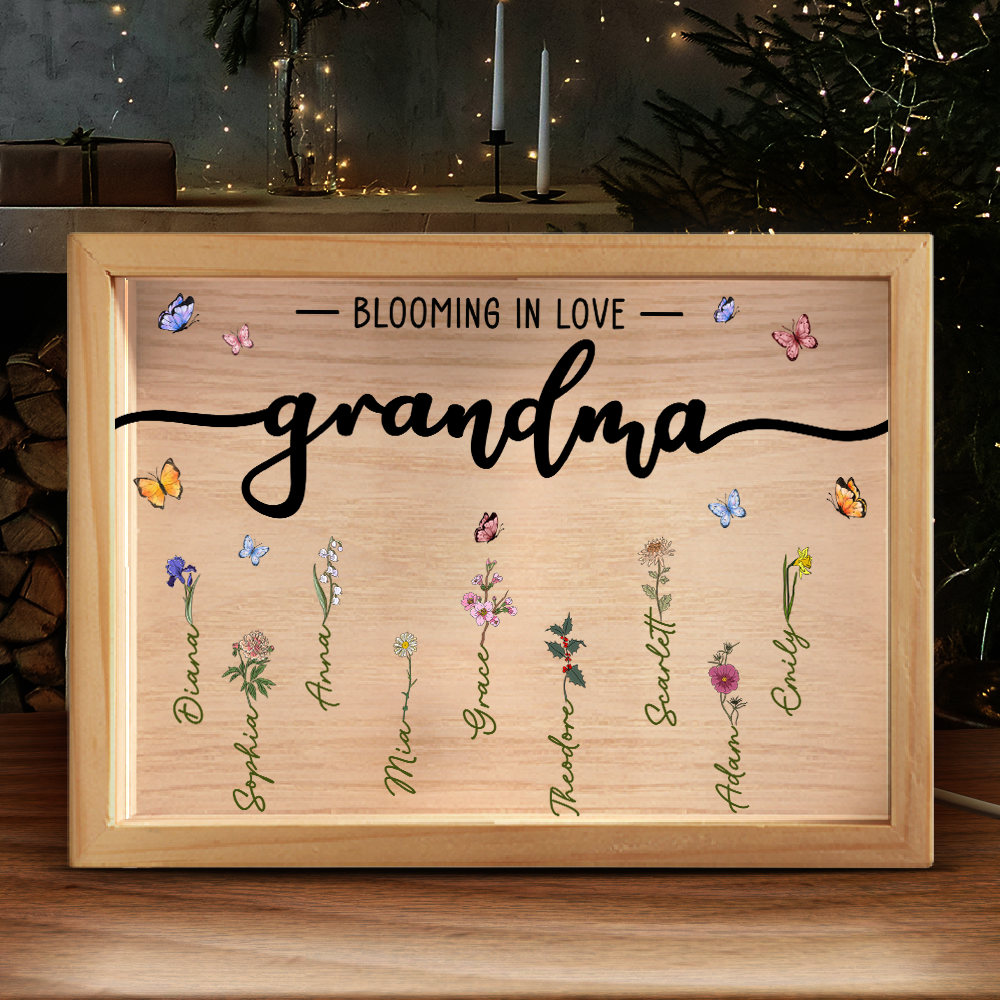 Grandma Blooming In Love - Personalized Frame Light Box