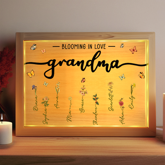 Grandma Blooming In Love - Personalized Frame Light Box