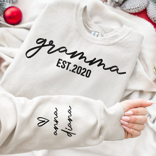 Grandma Est Custom Name - Personalized Sweatshirt