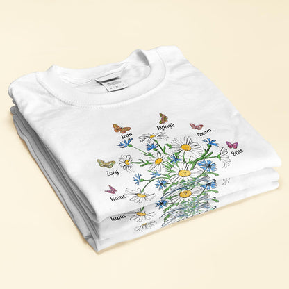 Grandma Est Flower Butterfly - Personalized Shirt - Birthday Gift For Grandma, Mama, Nana, Gigi, Mimi