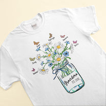 Grandma Est Flower Butterfly - Personalized Shirt - Birthday Gift For Grandma, Mama, Nana, Gigi, Mimi