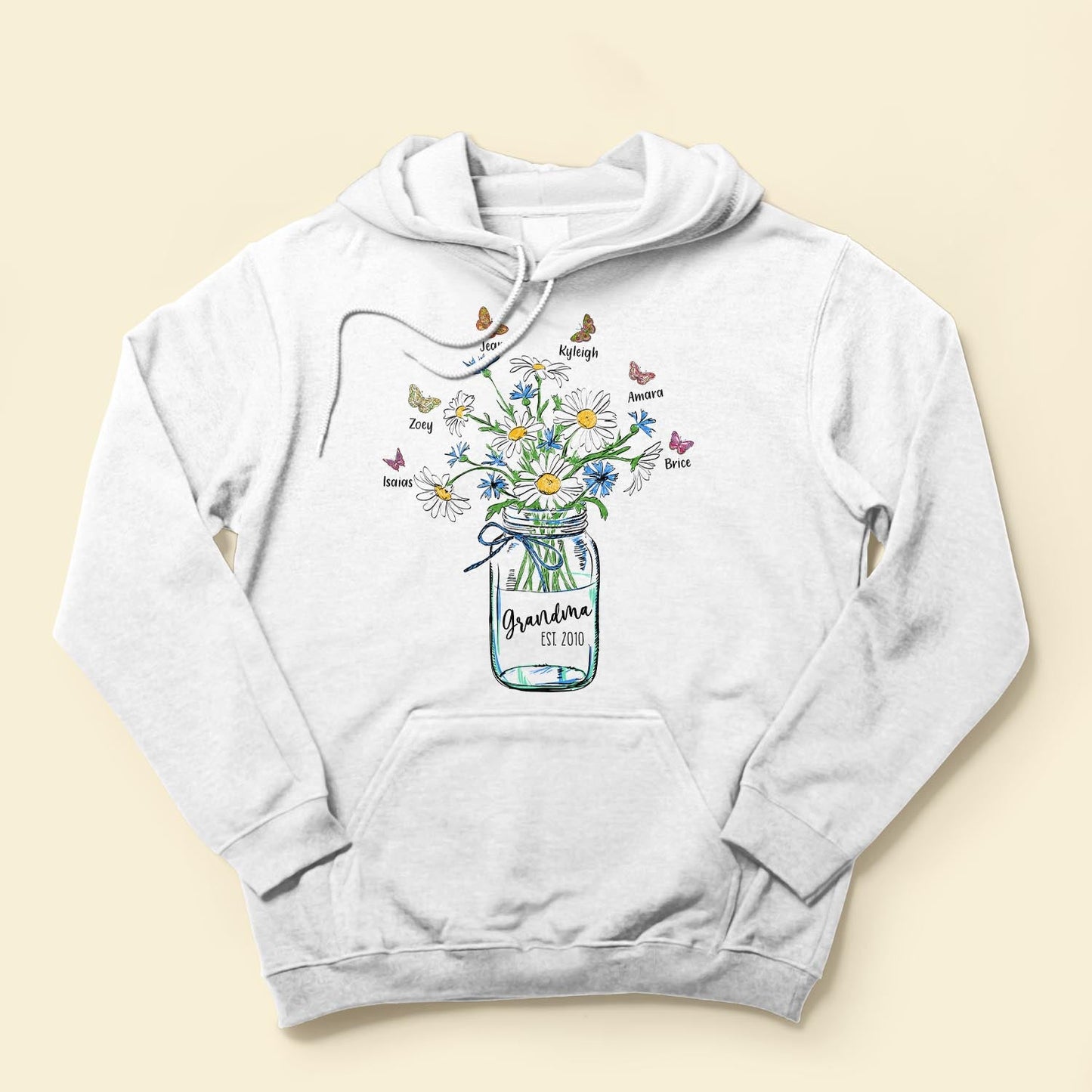 Grandma Est Flower Butterfly - Personalized Shirt - Birthday Gift For Grandma, Mama, Nana, Gigi, Mimi