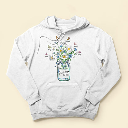 Grandma Est Flower Butterfly - Personalized Shirt - Birthday Gift For Grandma, Mama, Nana, Gigi, Mimi