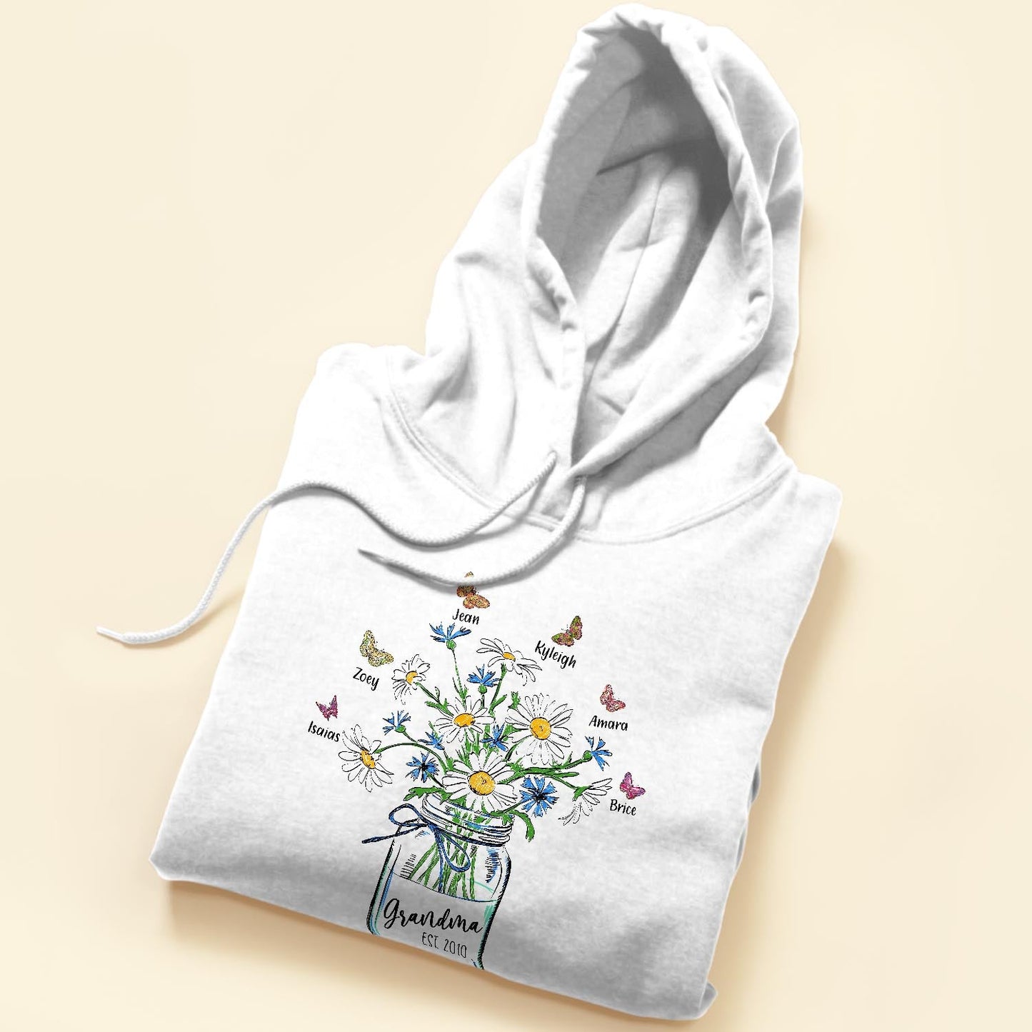 Grandma Est Flower Butterfly - Personalized Shirt - Birthday Gift For Grandma, Mama, Nana, Gigi, Mimi