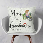 Grandma Established - Personalized Pillow (Insert Included) - Birthday Gift Mother's Day Gift For Mom, Grandma