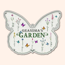 Grandma's Garden - Personalized Butterfly Shaped Metal Sign