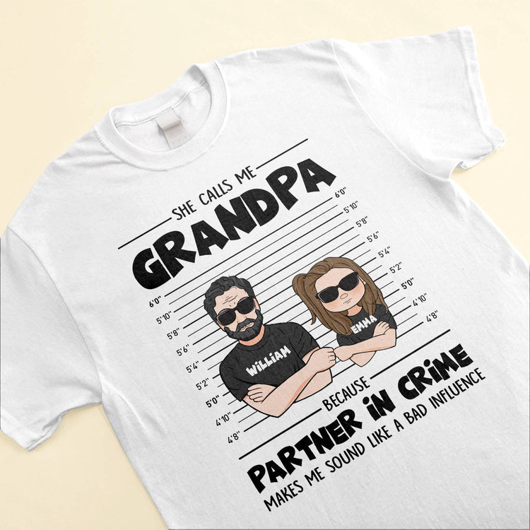 Grandma Grandpa Partner In Crime - Personalized Shirt - Gift For Grandpa And Grandma - Man/ Woman/ Kid Illustration