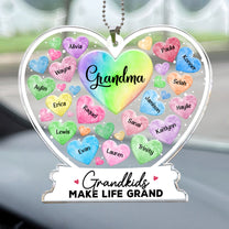 Grandma Hearts Custom Grandkids Names - Personalized Car Ornament