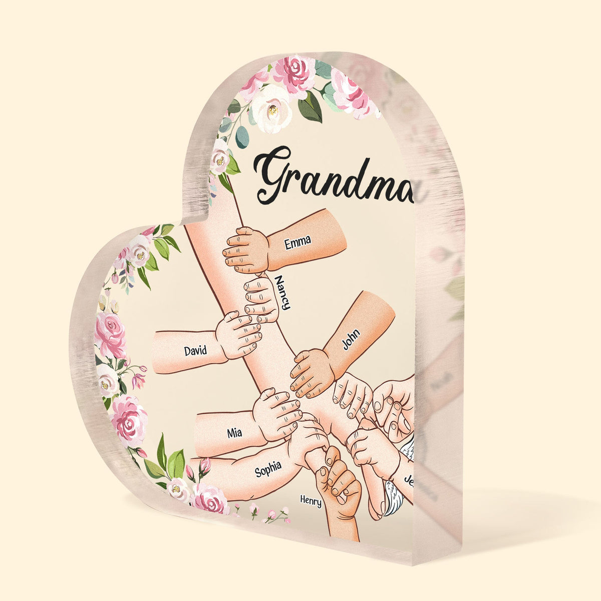 Personalized Family Heart Shaped Acrylic Plaque - Couple/Parents With Up to 2 Kids And 4 Pets - Gift Idea For Family/Dog/Cat Lover - Family Where Life Begins And Love Never Ends main image 1