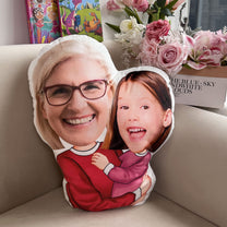 Grandma Hugging Grandkids Love - Personalized Photo Custom Shaped Pillow