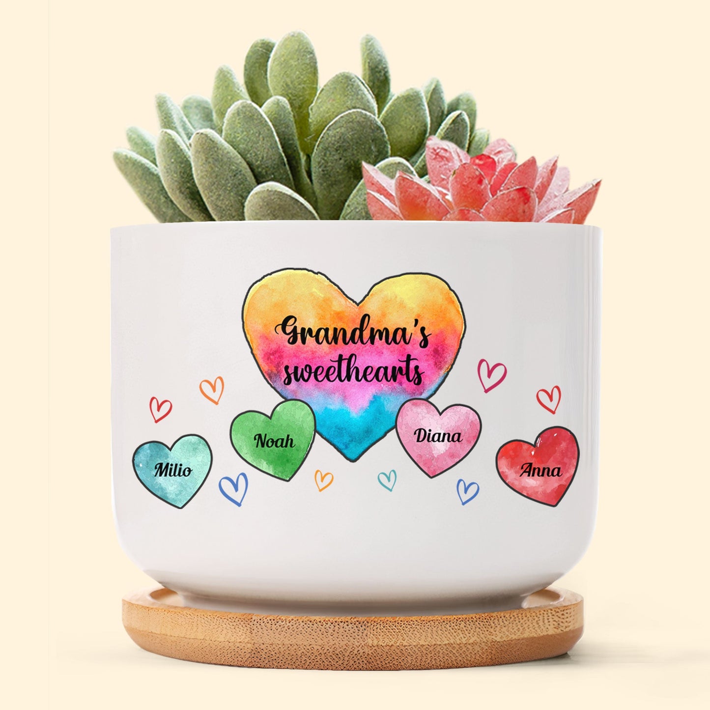 Grandma Mommy Sweethearts - Personalized Ceramic Plant Pot