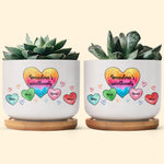 Grandma Mommy Sweethearts - Personalized Ceramic Plant Pot With Tray