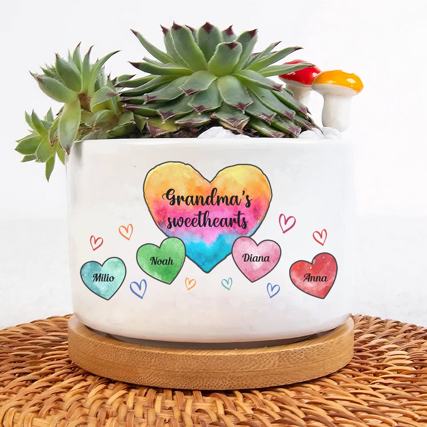 Grandma Mommy Sweethearts - Personalized Ceramic Plant Pot