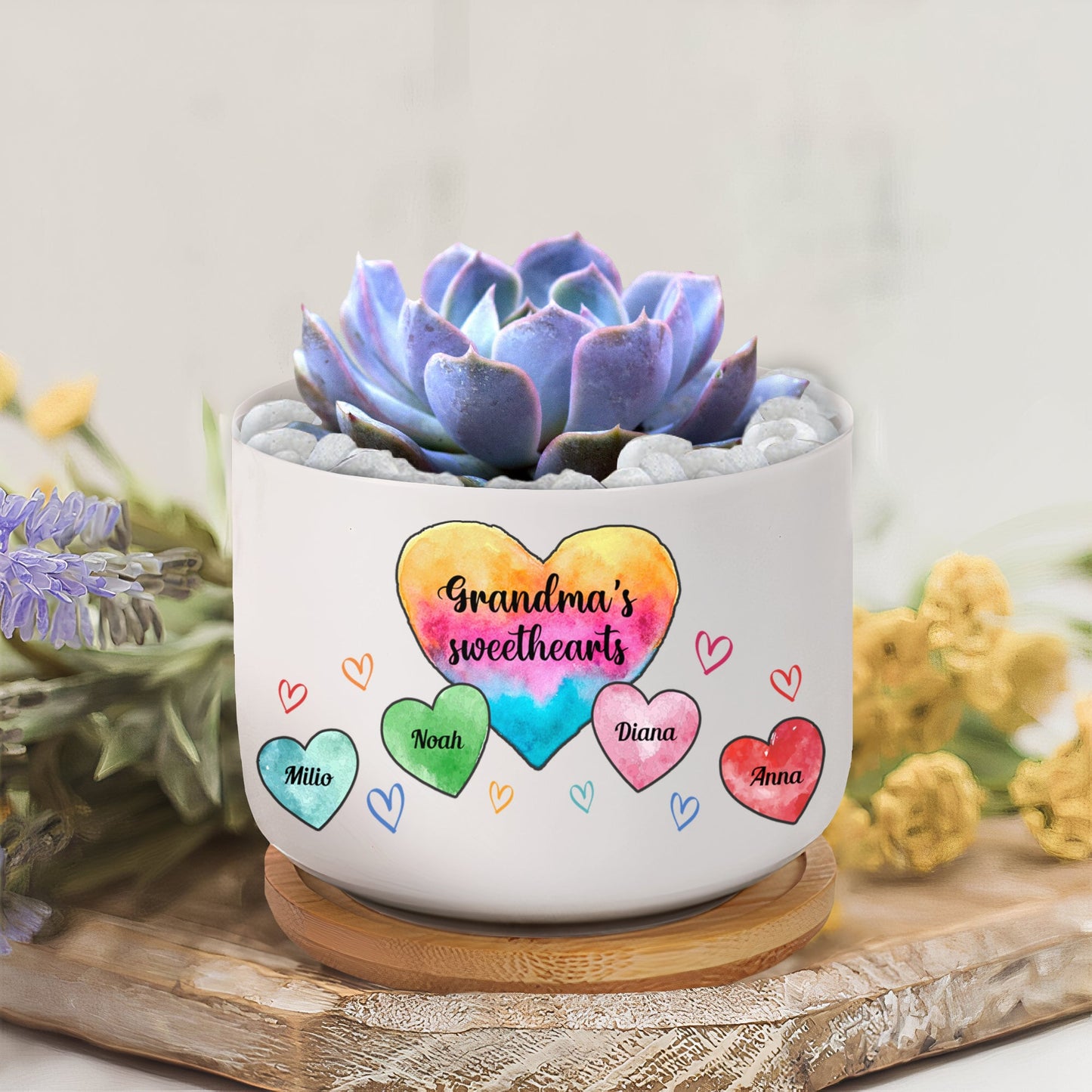 Grandma Mommy Sweethearts - Personalized Ceramic Plant Pot