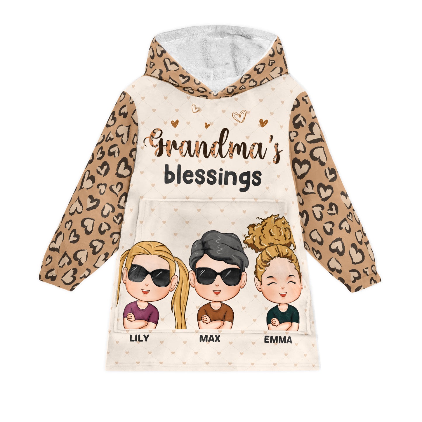 Grandma Mommy's Blessings - Personalized Oversized Blanket Hoodie