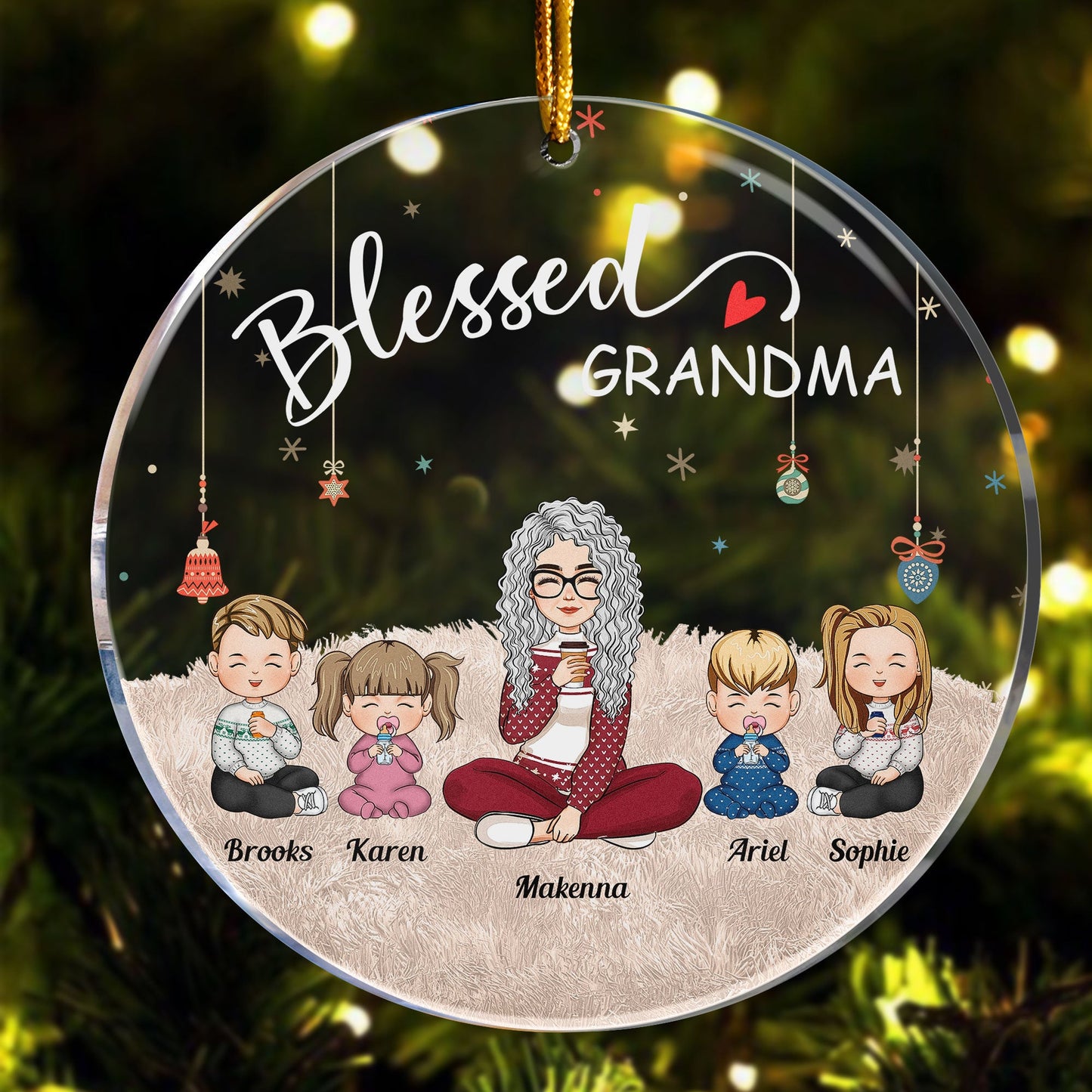 Grandma - Personalized Circle Acrylic Ornament