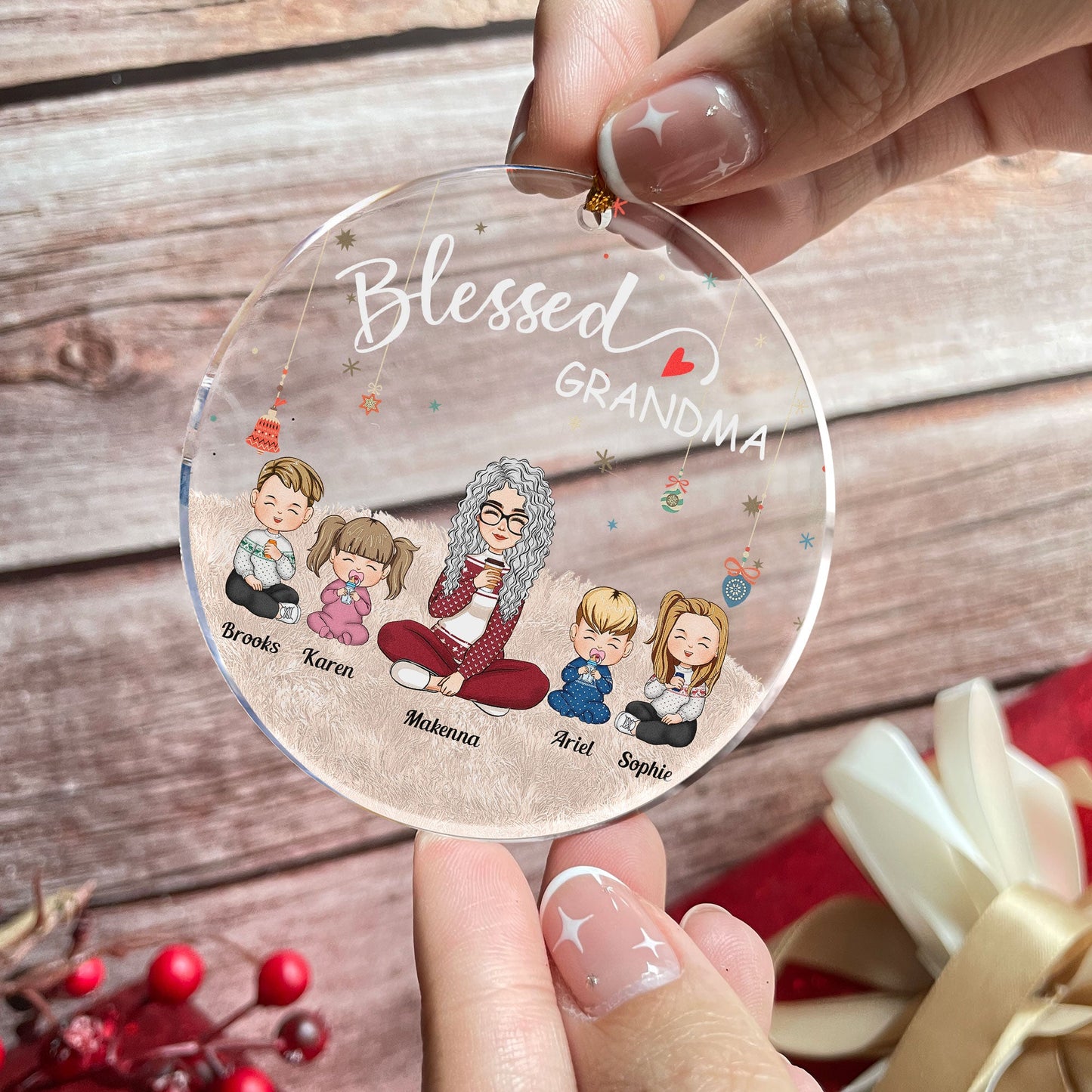 Grandma - Personalized Circle Acrylic Ornament