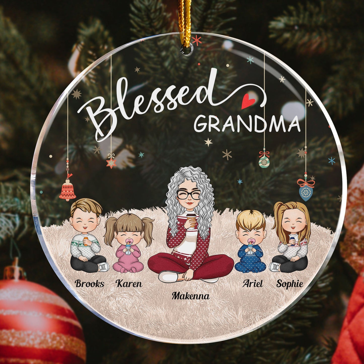 Grandma - Personalized Circle Acrylic Ornament