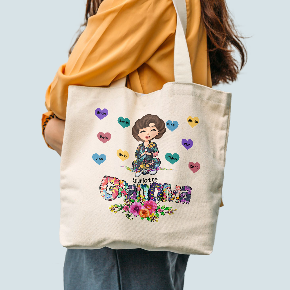 Grandma - Personalized Tote Bag - Birthday, Mother's DayGift For Mom, Grandma, Nana, Gigi