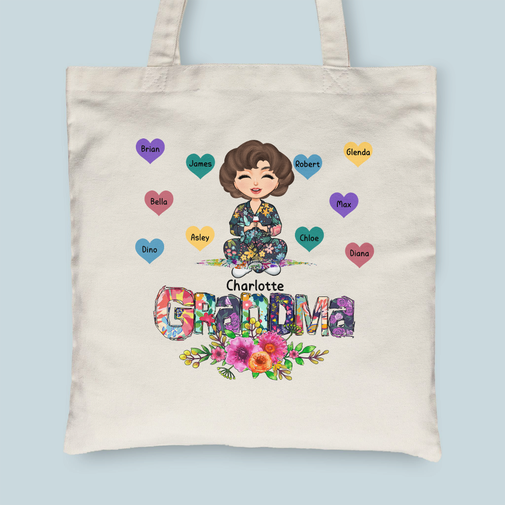 Grandma - Personalized Tote Bag - Birthday, Mother's DayGift For Mom, Grandma, Nana, Gigi