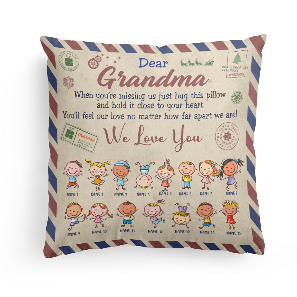 Grandma Postcard  - Personalized Pillow - Christmas Gift For Grandma