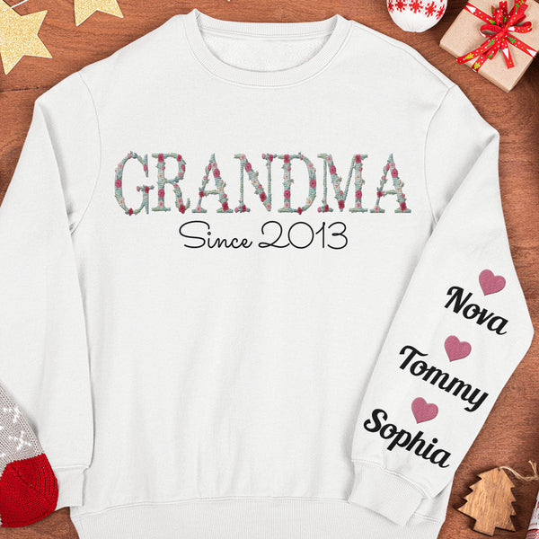 Grandma Since Custom Embroidered Sweatshirt Macorner
