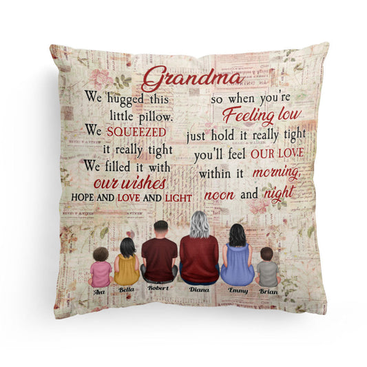 Grandma We Hugged This Little Pillow - Personalized Pillow (Insert Included) - Mothers Day Gift For Grandma, Nana, Gigi, Gma