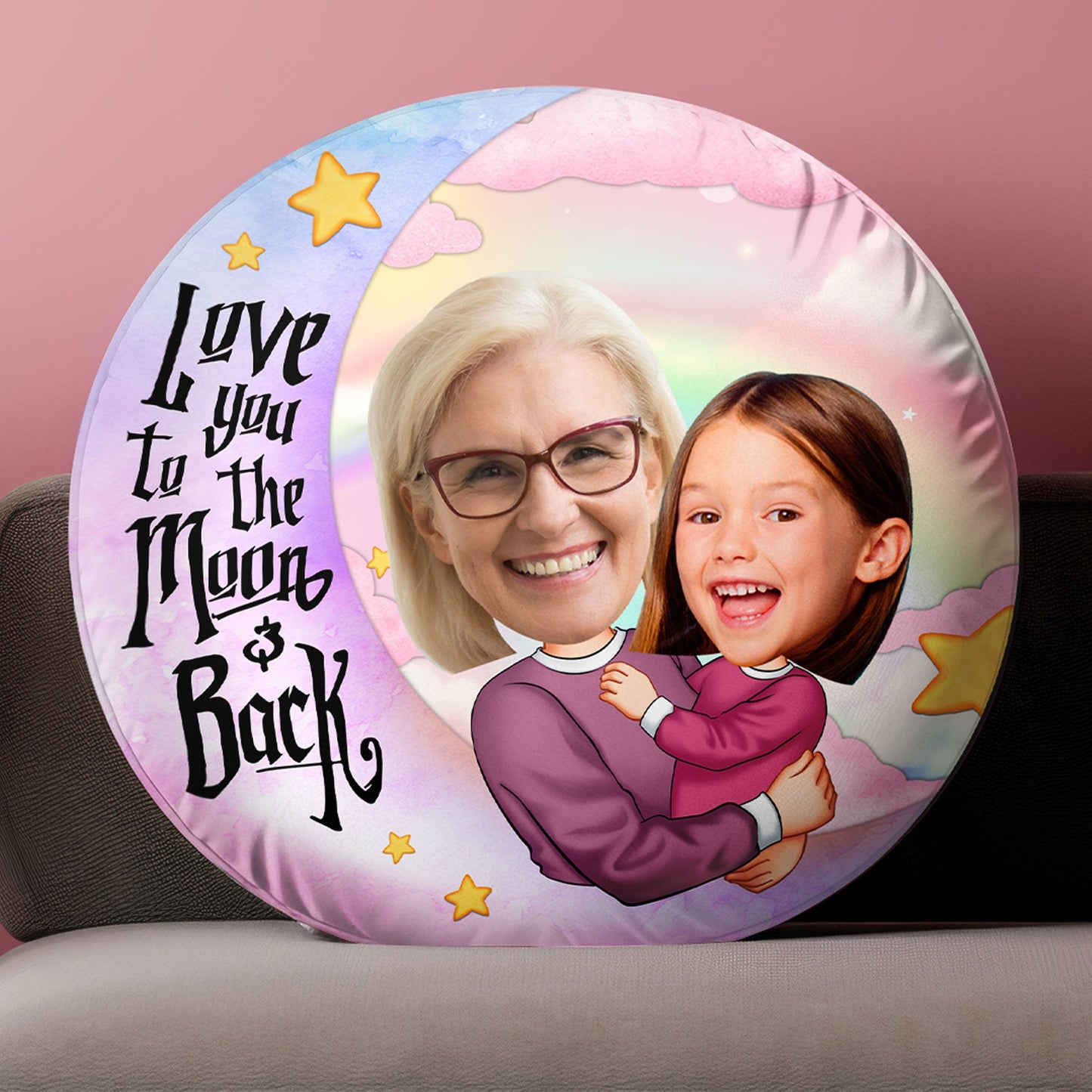 Grandma With Grandchildren - Personalized Photo Pillow