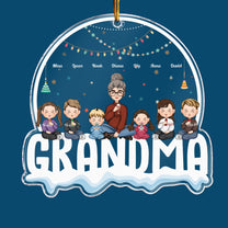 Grandma With Grandkids Custom Kids Names - Personalized Globe Shaped Acrylic Ornament