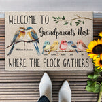 Grandma & Grandpa's Nest Where The Flock Gathers - Personalized Doormat