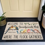 Grandma & Grandpa's Nest Where The Flock Gathers - Personalized Doormat
