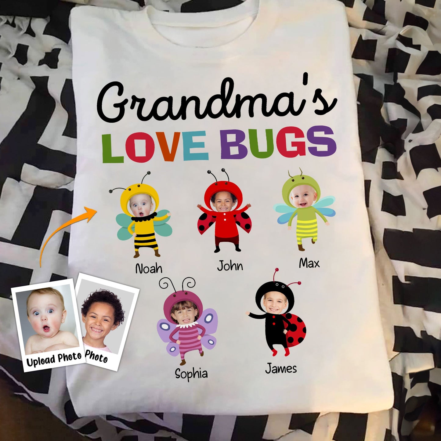 Grandma's Love Bugs - Personalized Photo Shirt