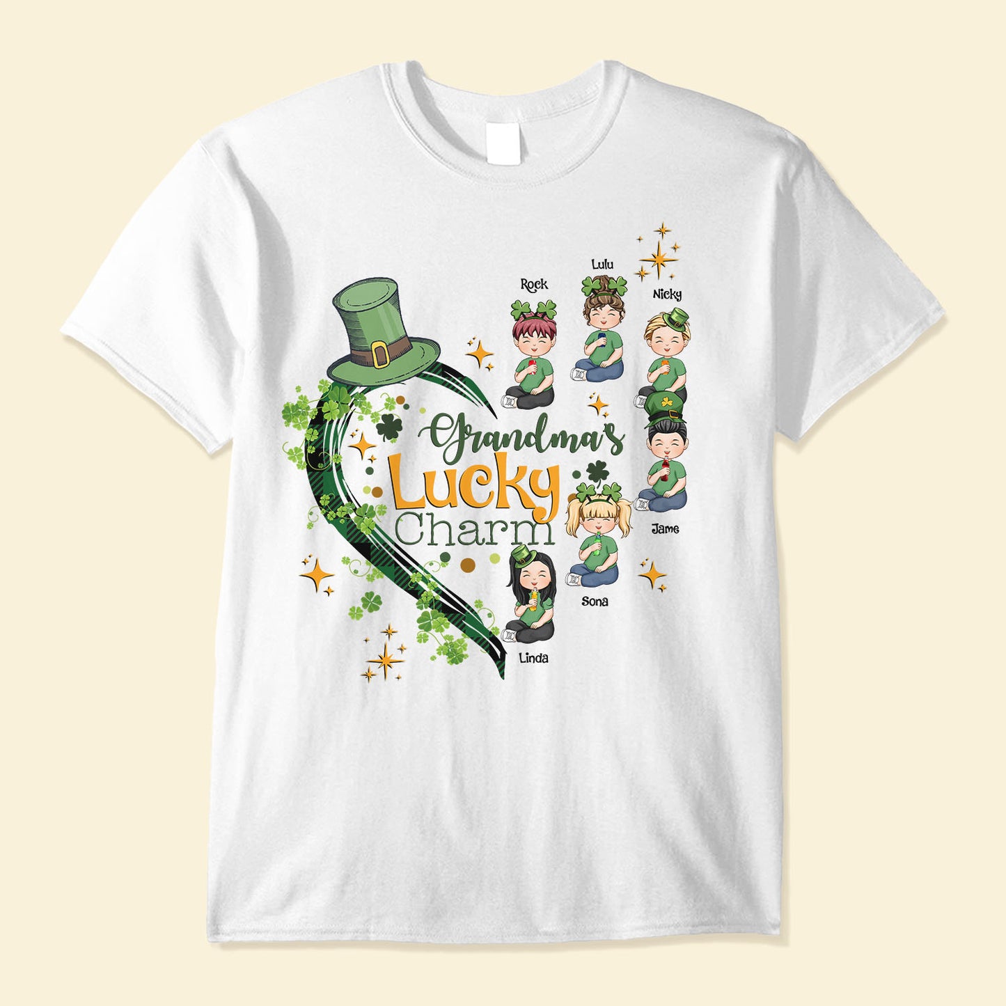 Grandma's Lucky Charm - Personalized Shirt - St. Patrick's Day, Birthday, Loving Gift For Grandma, Mom, Mother