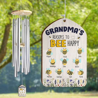 Grandma's Reasons To Bee Happy - Personalized Wind Chimes
