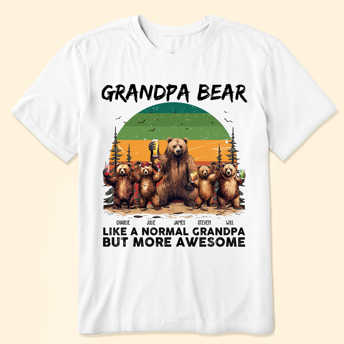 Grandpa Bear Like A Normal Grandpa - Personalized Shirt