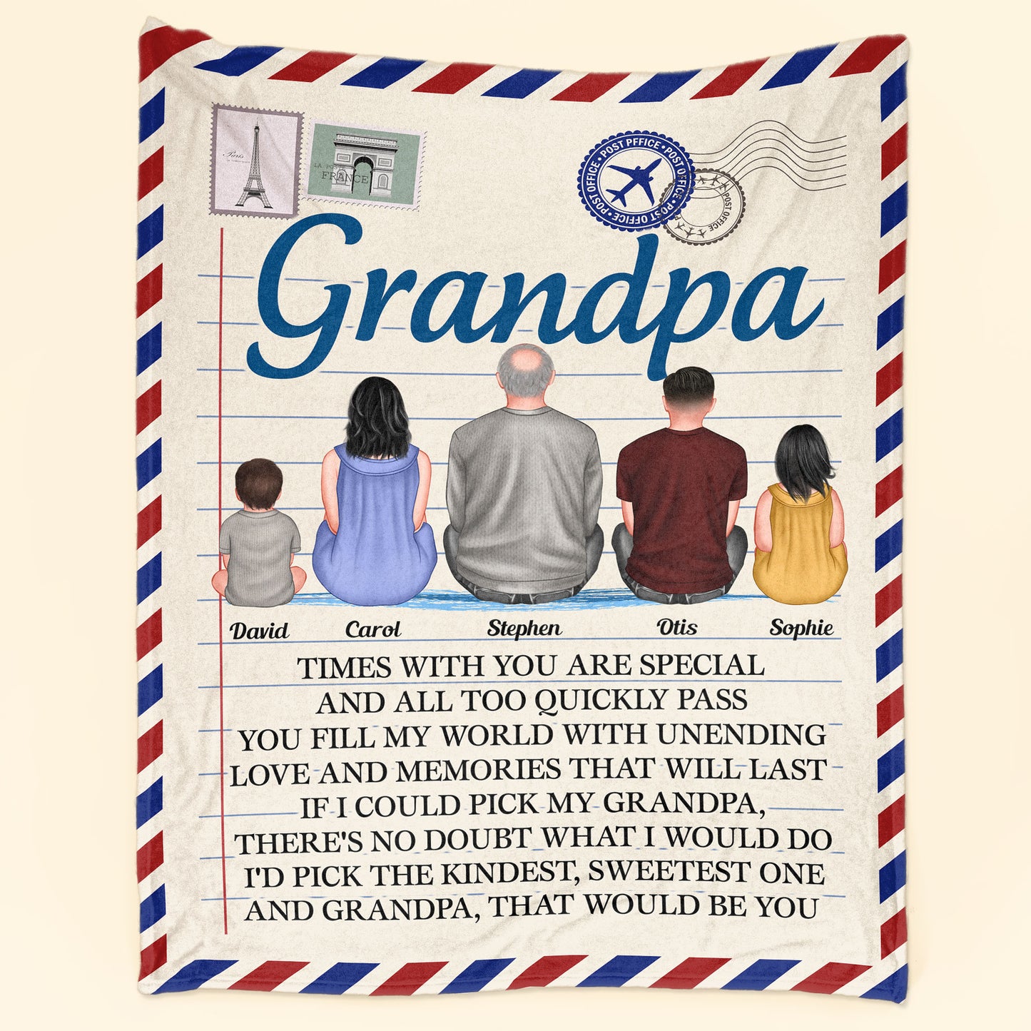 Grandpa Times With You Are Special And All Too Quickly Pass - Personalized Blanket
