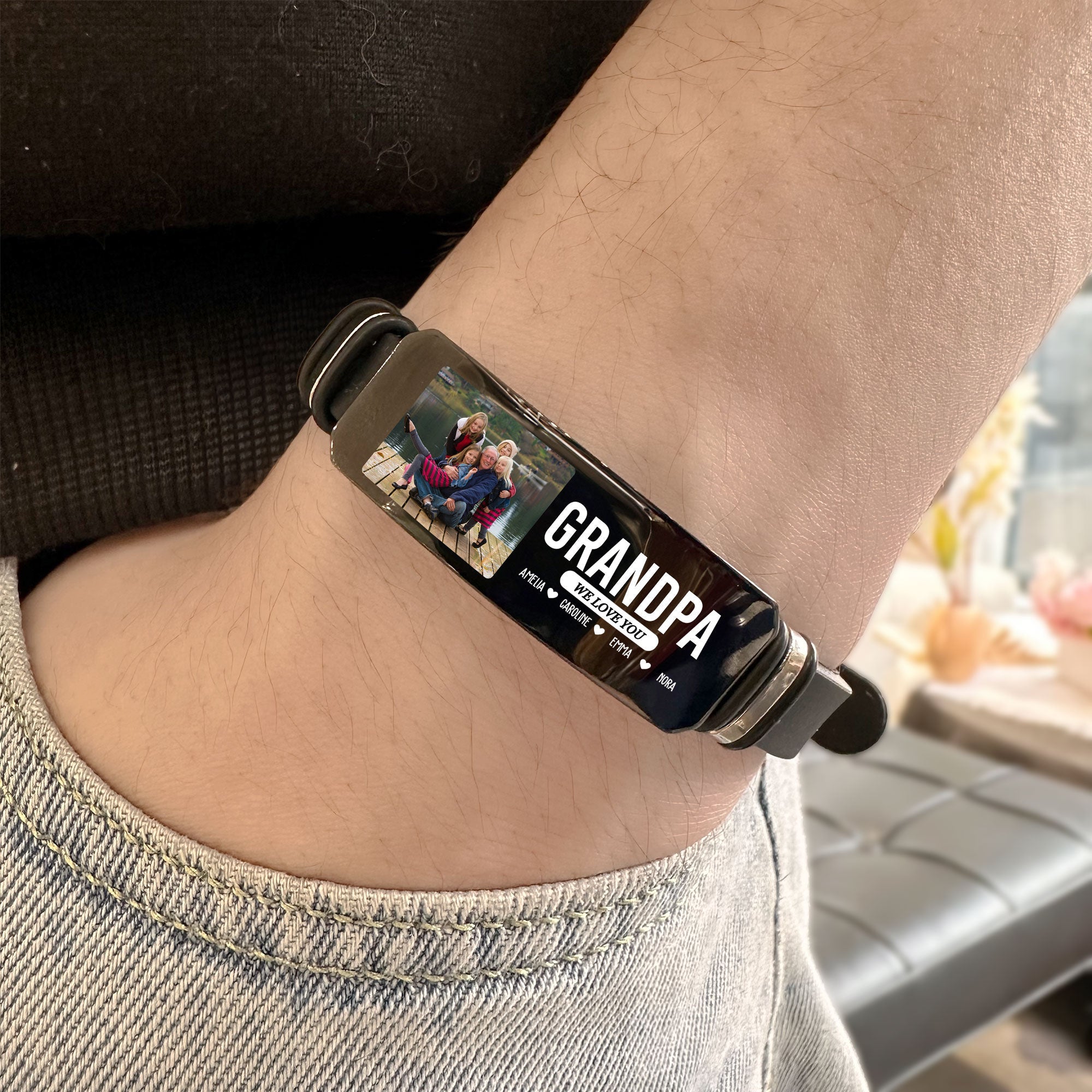 Grandpa We Love You Father's Day Gift For Men Dad - Personalized Photo Bracelet