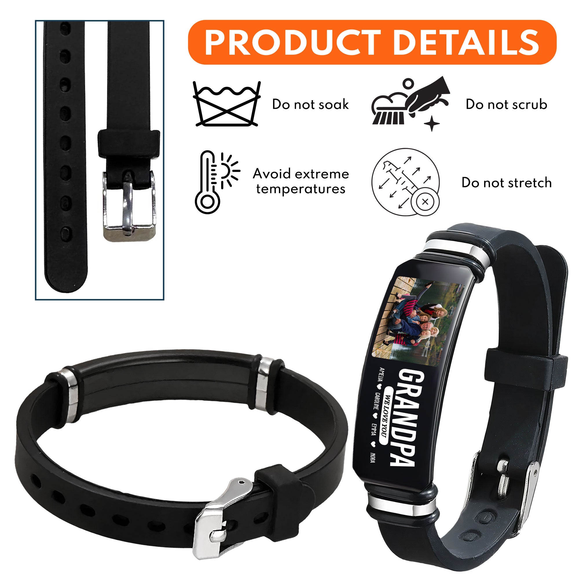 Grandpa We Love You Father's Day Gift For Men Dad - Personalized Photo Bracelet