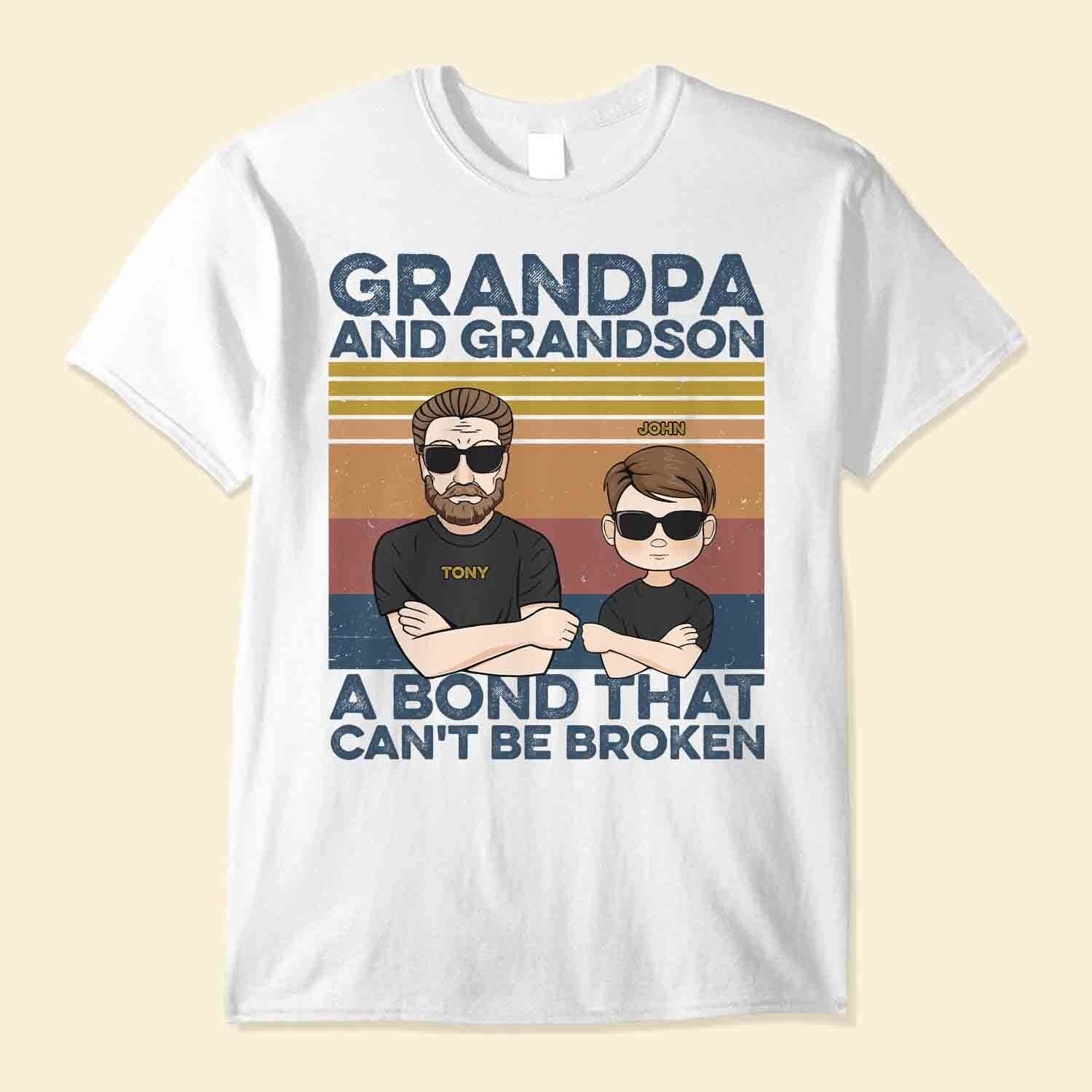Grandpa, Grandma And Grandson, Granddaughter Bond - Personalized Shirt - Gifts For Grandpa, Grandparents
