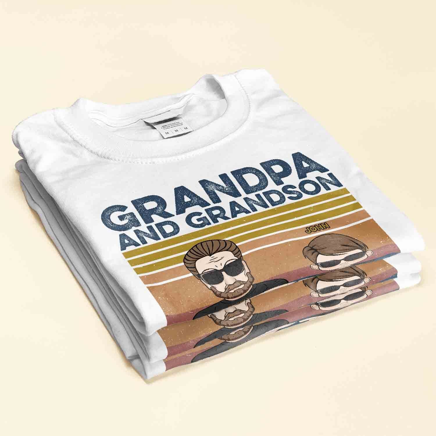 Grandpa, Grandma And Grandson, Granddaughter Bond - Personalized Shirt - Gifts For Grandpa, Grandparents