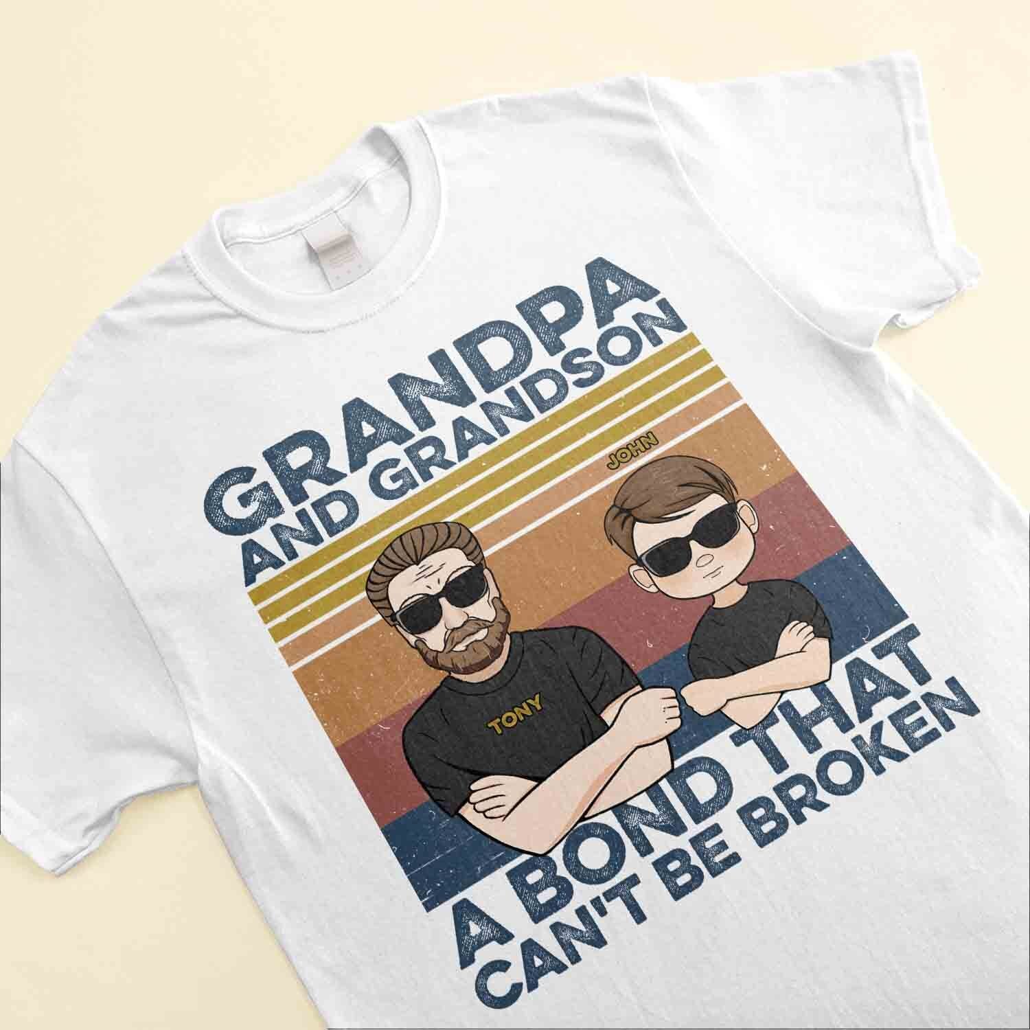 Grandpa, Grandma And Grandson, Granddaughter Bond - Personalized Shirt - Gifts For Grandpa, Grandparents